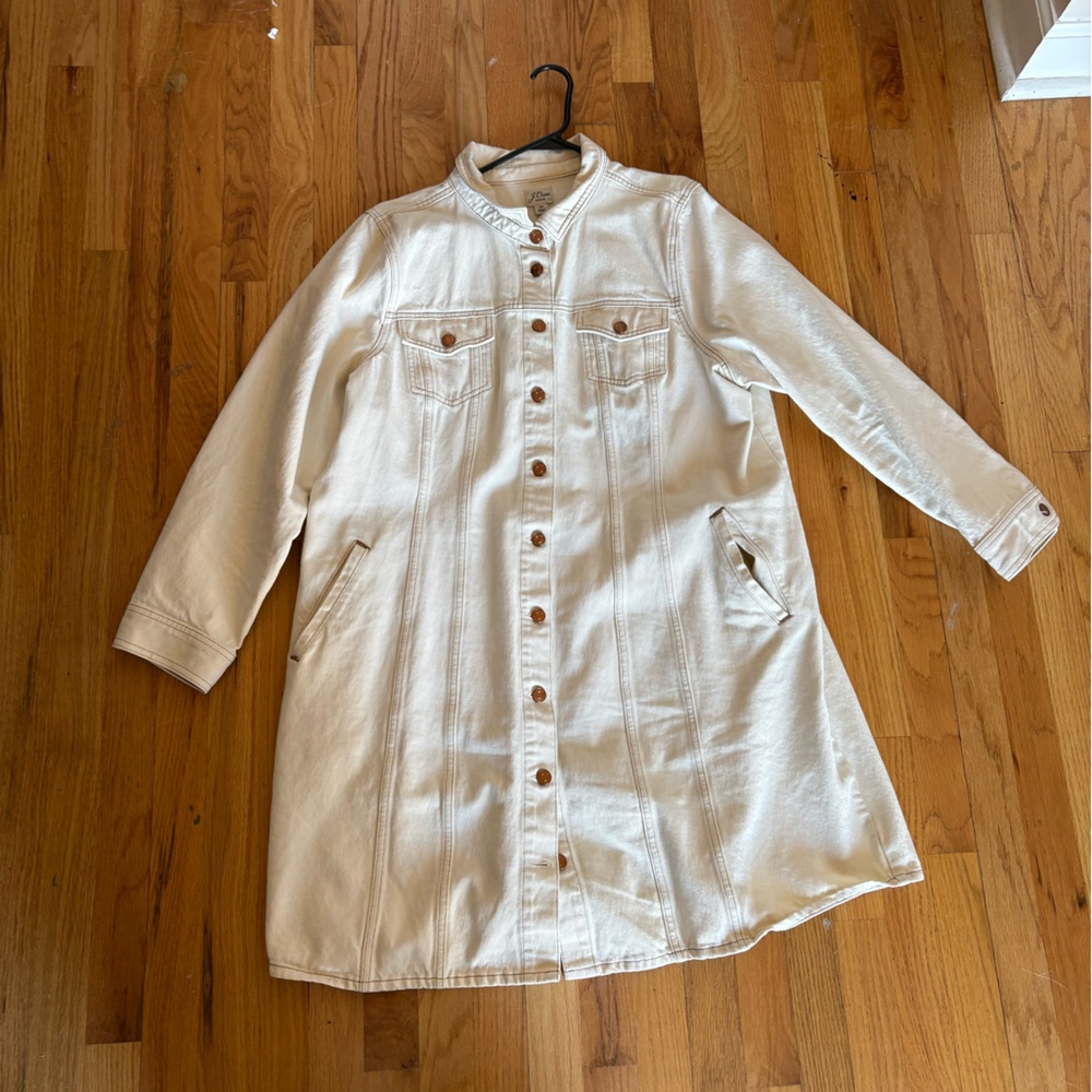 JCrew Denim Ecru Off-White Button-Up Dress